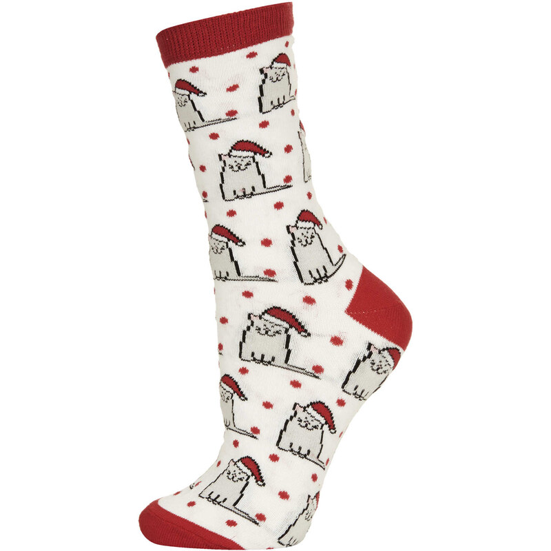 Topshop Christmas Cat in a Hat Socks