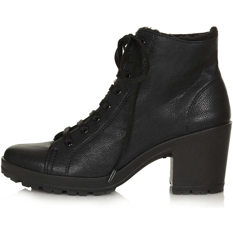 Topshop MAMBO Fur Lined Lace Up Boots