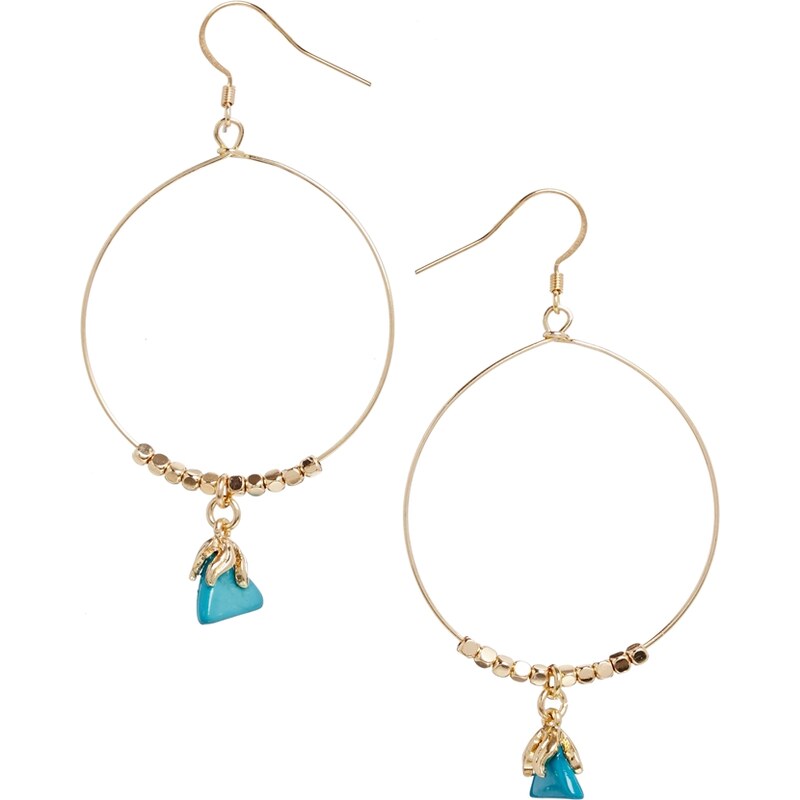 ASOS Semi Precious Stone Hoop Earrings - Gold