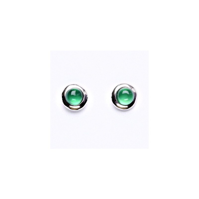 Čištín s.r.o. Stříbrné náušnice na šroubek, přírodní green agate