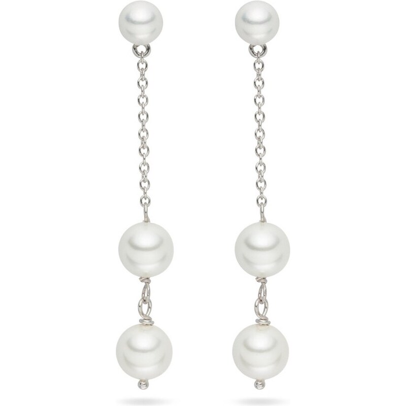 Bílé perlové náušnice Pearls Of London Romance, 5,5 cm