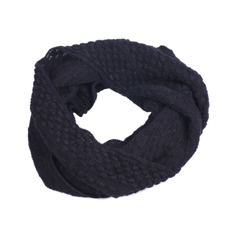 Cixi Dámský teplý černý pletený kruhový šál