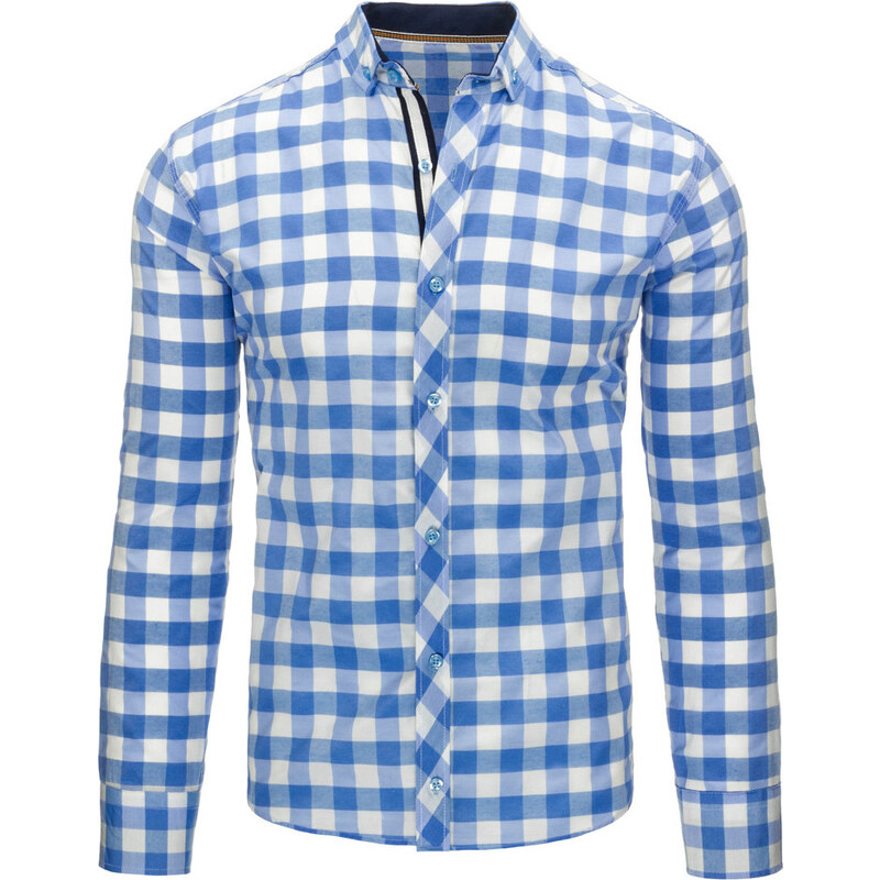 OSTATNÍ Kostkovaná modrá košile (dx1003)