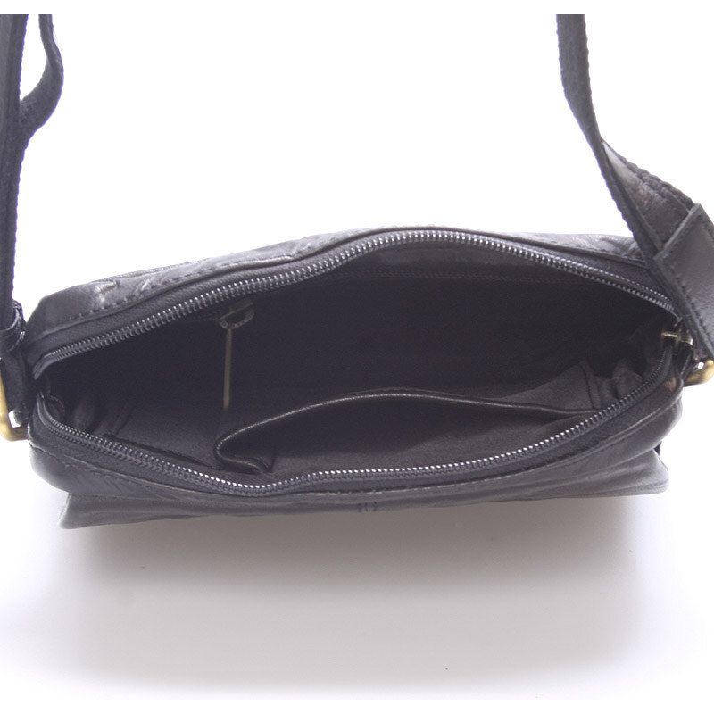 SendiDesign Pánská černá prošívaná kožená taška - Sendi Design Bris černá
