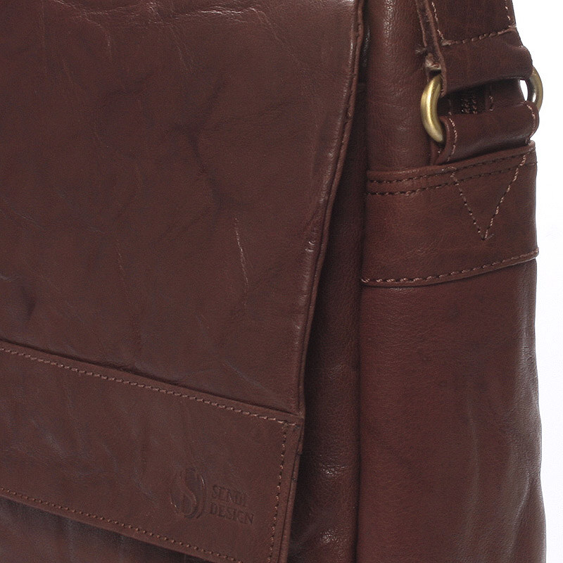 SendiDesign Velká luxusní pánská kožená taška hnědá - Sendi Design Nethard hnědá