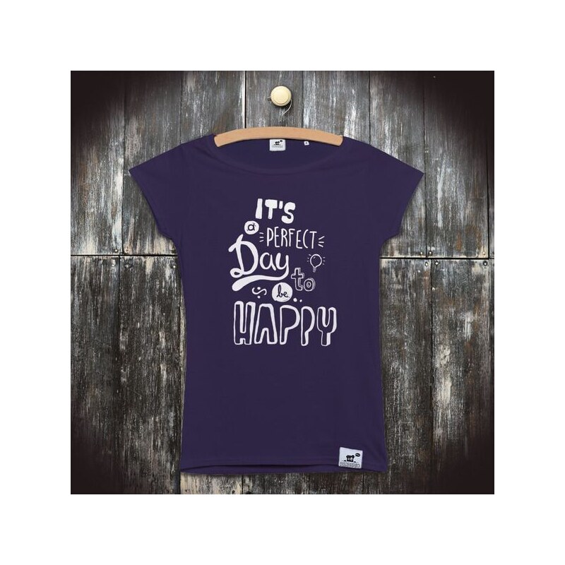 PANDEMIC Dámské bio tričko s nápisem Romantika: It's a perfect day to be happy