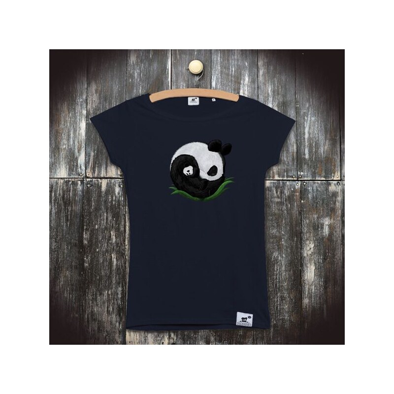 PANDEMIC Dámské bio tričko s potiskem Panda, Yin Yang: Dvě spící pandy