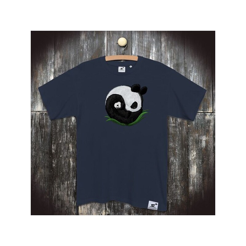 PANDEMIC Pánské bio tričko s potiskem Panda, Yin Yang: Dvě spící pandy