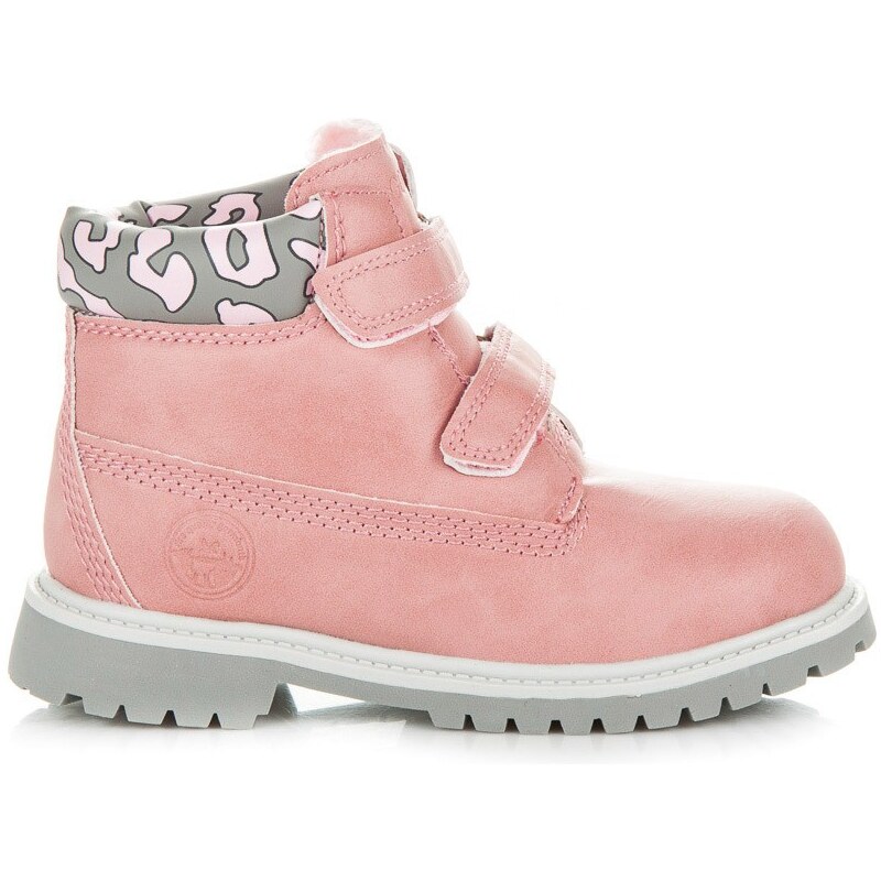 GOODIN Pohodlné růžové dětské kotníkové boty s ozdobným lemem