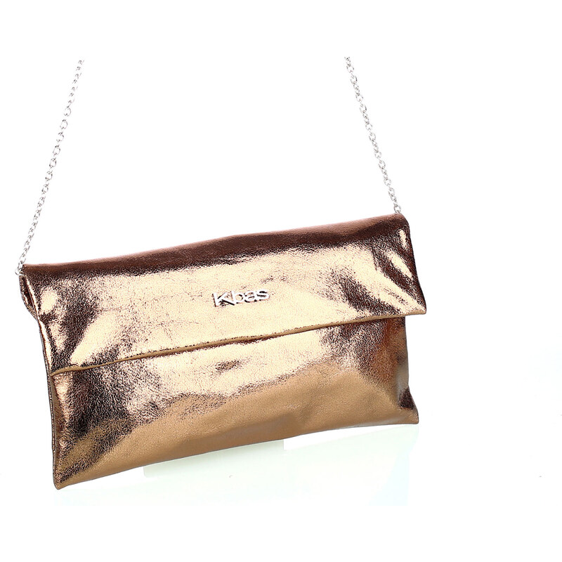 KBAS Dámská kabelka s řetízkem přes rameno a metalickým odleskem zlatá