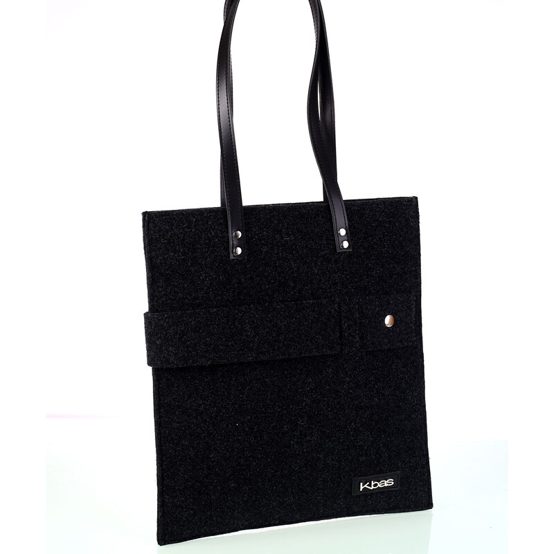 Dámská kabelka z plsti Kbas s dekoračním pásem černá