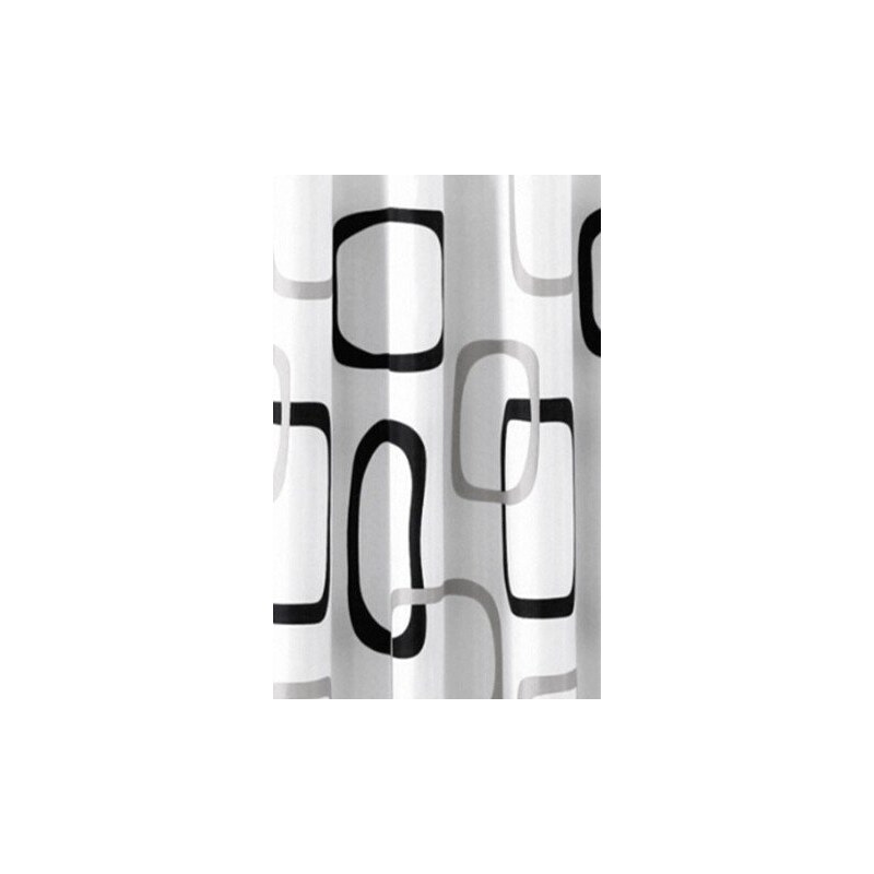 AQUALINE - Sprchový závěs 180x200cm, polyester, bílá/černá/šedá (ZP004)