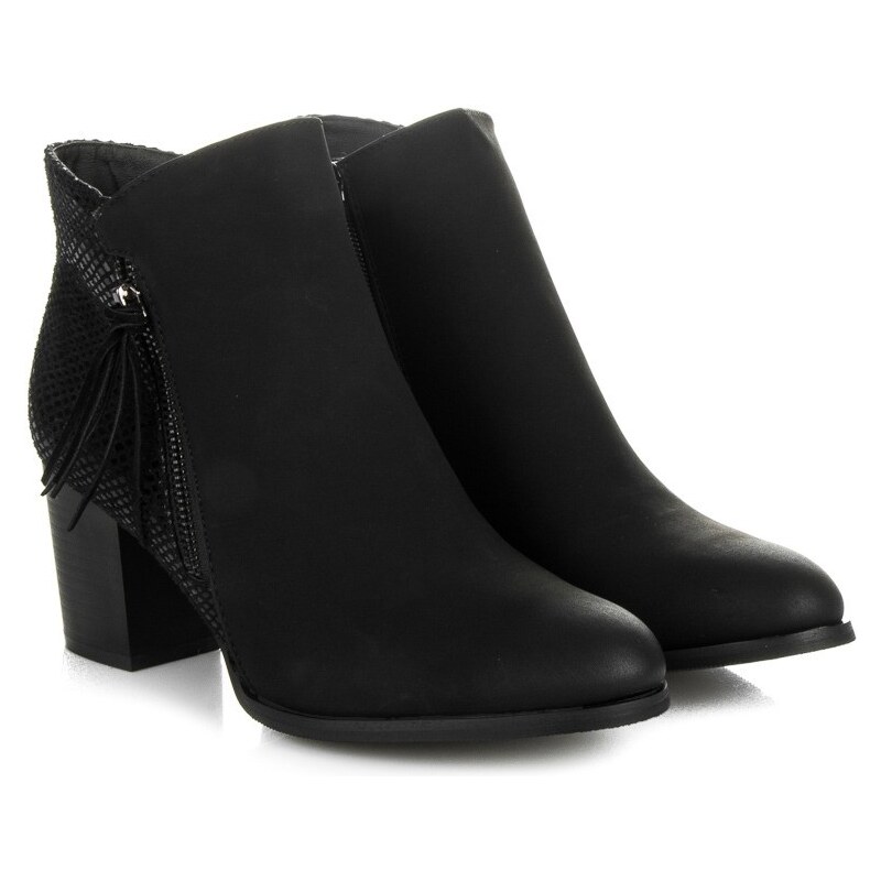 VICES new collection Luxusní černé kotníkové boty s třásněmi