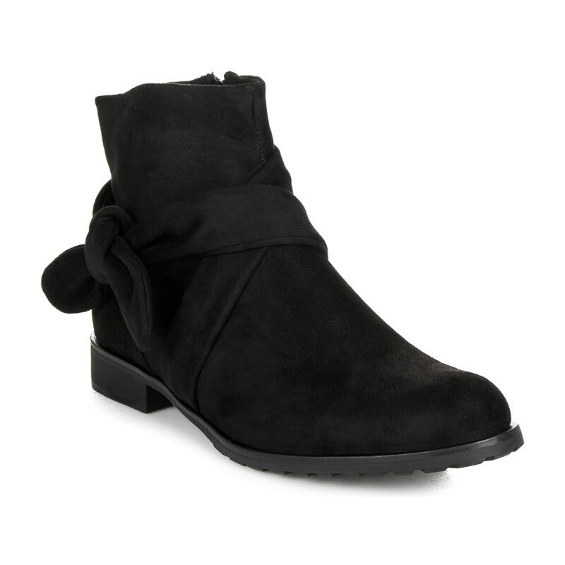 IDEAL Dokonalé černé kotníkové boty s mašlí