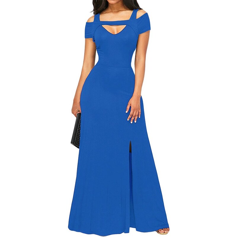 Modré dlouhé šaty