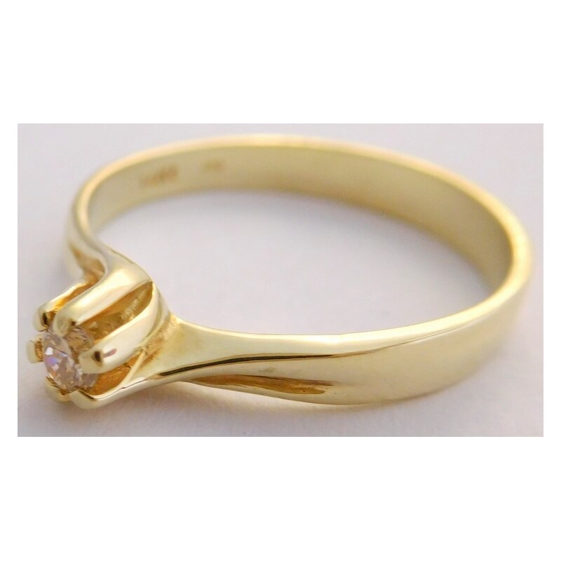 Klenoty Budín Zásnubní zlatý diamantový prsten s diamantem vel.