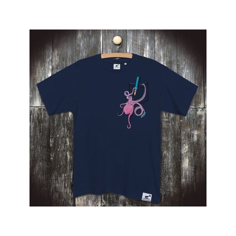 PANDEMIC Pánské vtipné tričko s potiskem Chobotnice: Prostě miluju inkoust (Navy)