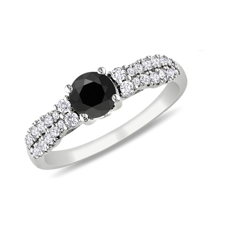 Černo-bílý diamantový prsten ve zlatě KLENOTA je2353