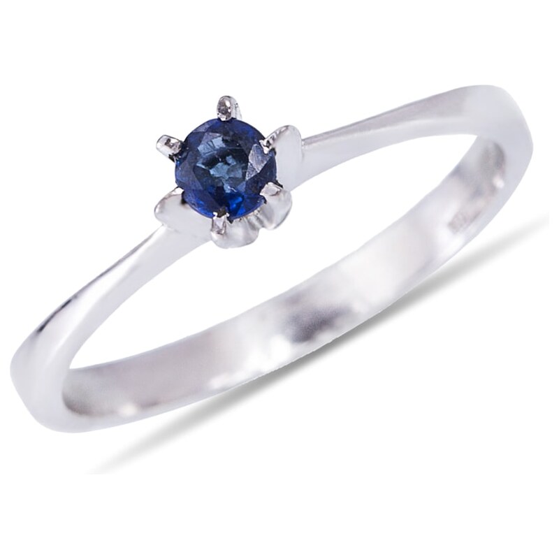 Stříbrný prsten s modrým safírem KLENOTA kln1374