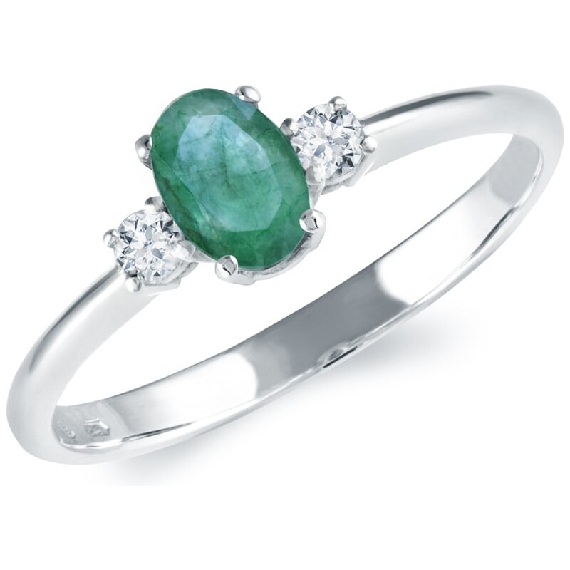 Prsten se smaragdem a diamanty KLENOTA kln1135w