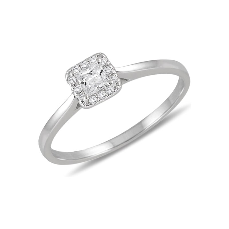 Diamantový zásnubní prsten, bílé zlato KLENOTA JE1926