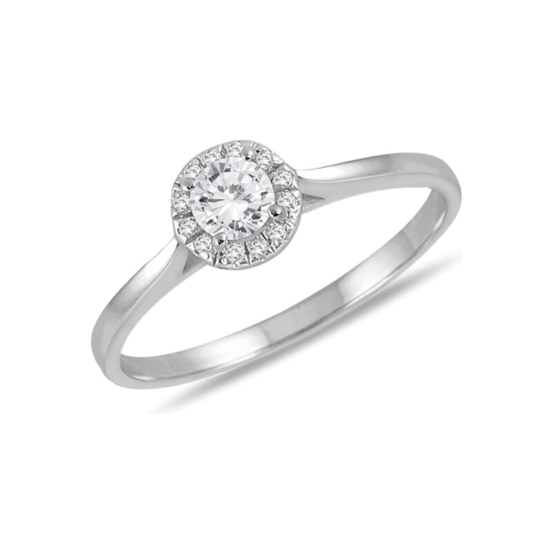 Briliantový zásnubní prsten v bílém zlatě KLENOTA je1924