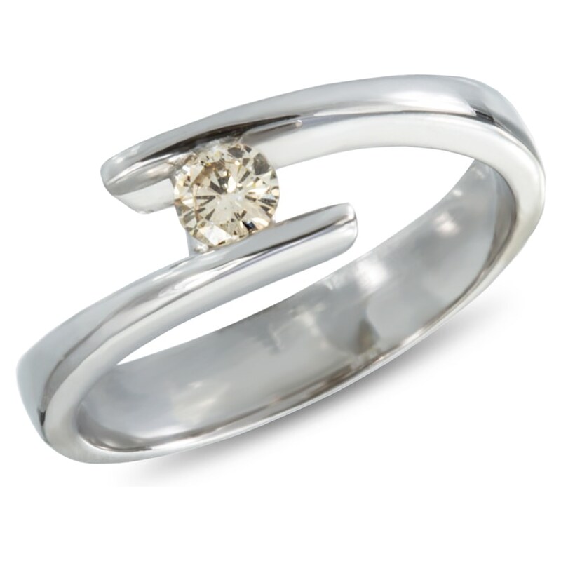 Zlatý zásnubní prsten s diamantem champagne KLENOTA kln1255w