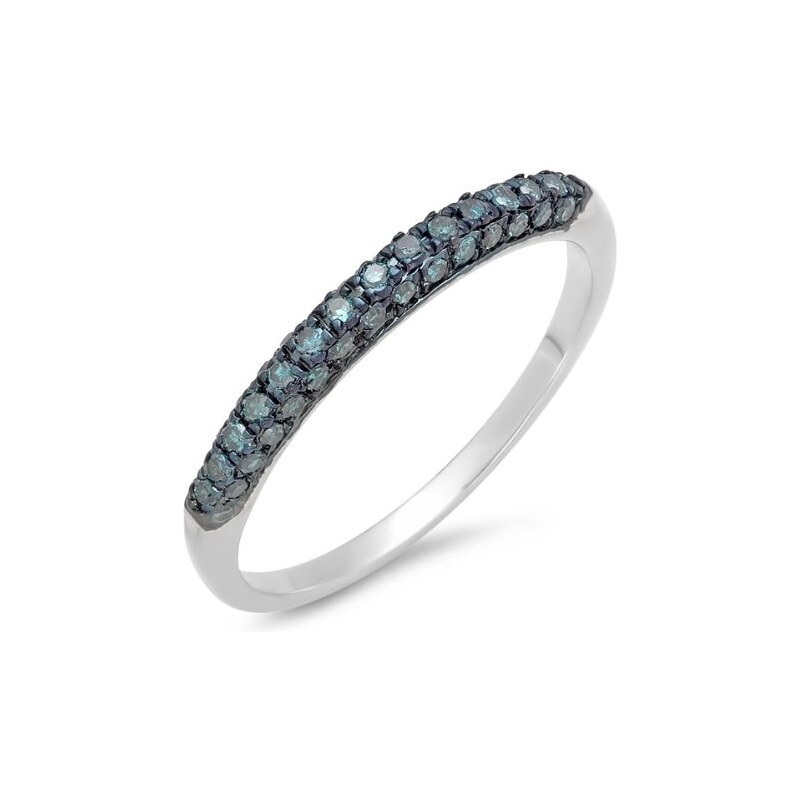 Výroční svatební prsten s modrými diamanty KLENOTA sil3154
