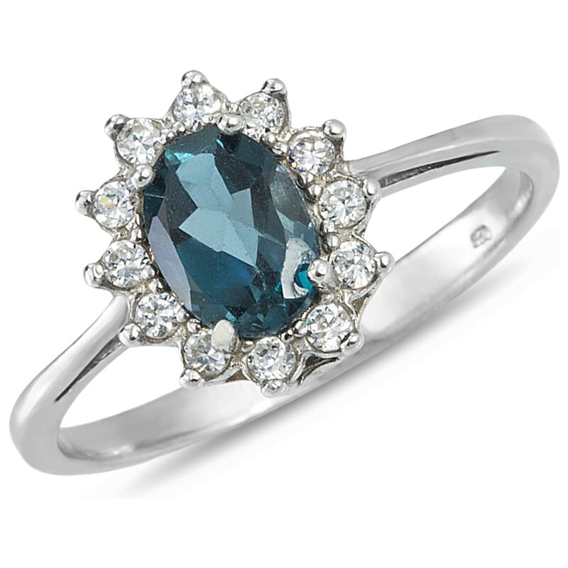 Stříbrný prsten s topazem a zirkony KLENOTA kln0249