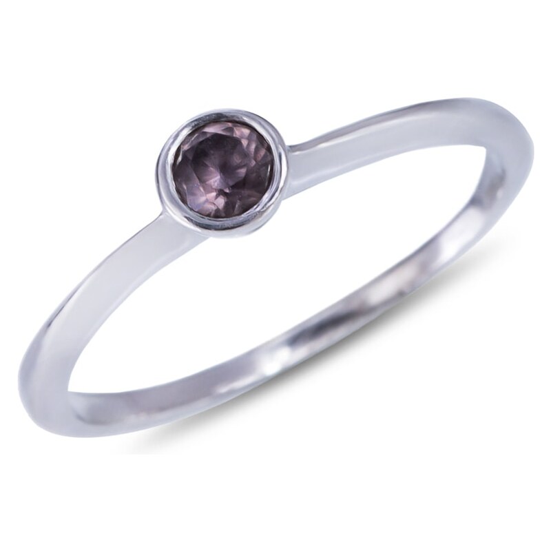 Stříbrný prsten s růžovým safírem KLENOTA kln1375