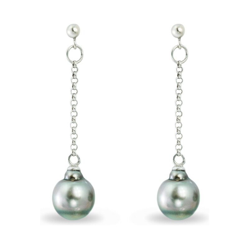 Stříbrné visací náušnice s tahitskou perlou KLENOTA kln5125