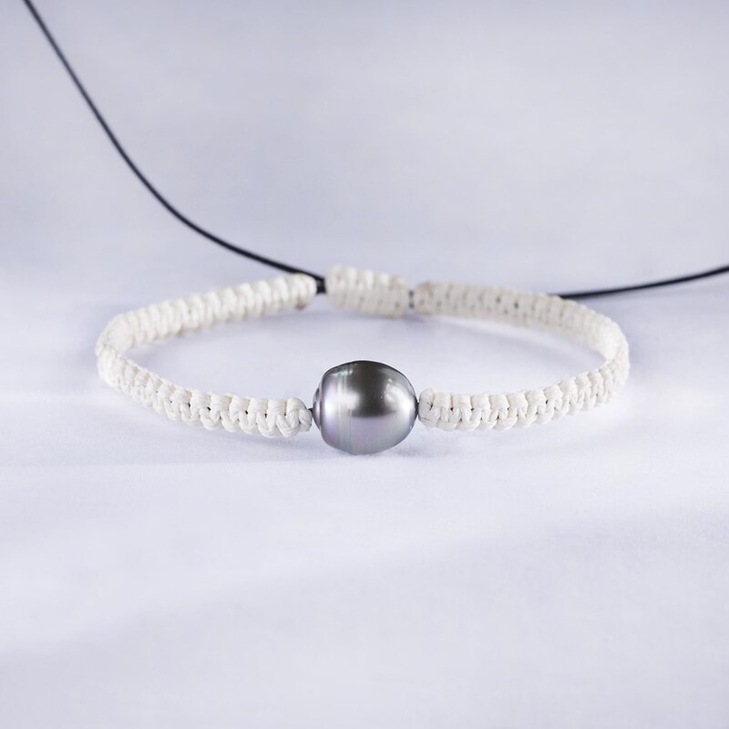 Pletený náramek s Tahitskou perlou KLENOTA kln5179