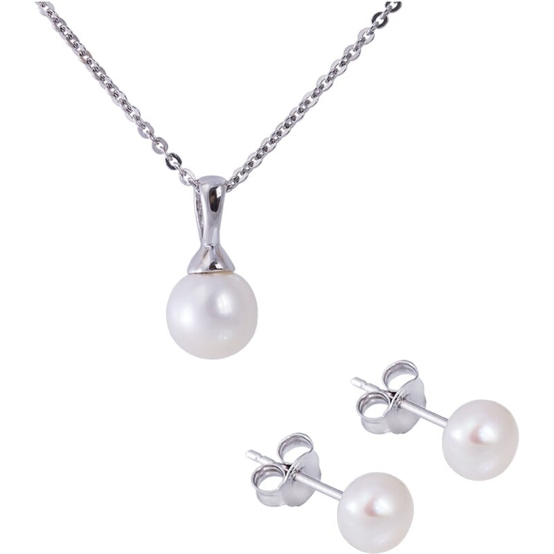 Souprava perlových šperků ve stříbře KLENOTA kln5150