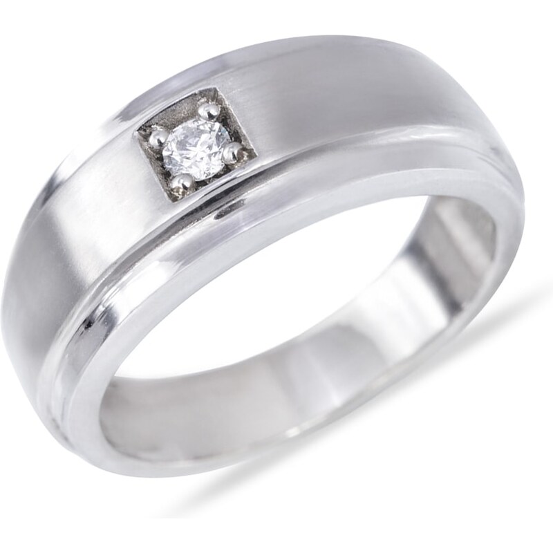 Diamantový pánský zásnubní prsten v bílém zlatě KLENOTA k0158012
