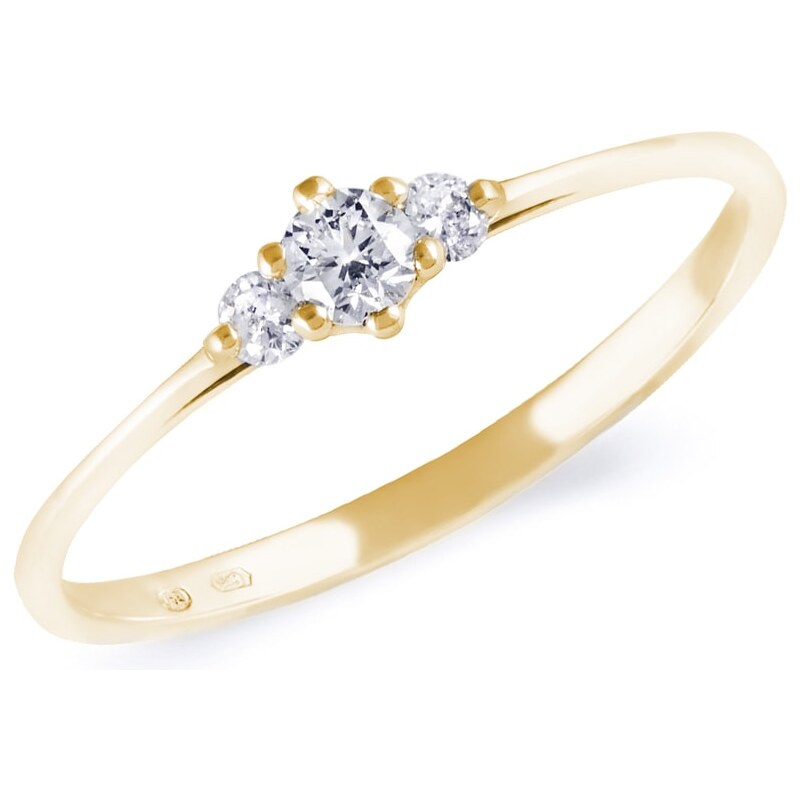 Zlatý zásnubní prsten se zirkony KLENOTA k0296023