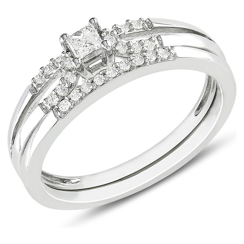 Zásnubní a snubní prsten s diamanty KLENOTA sil1742