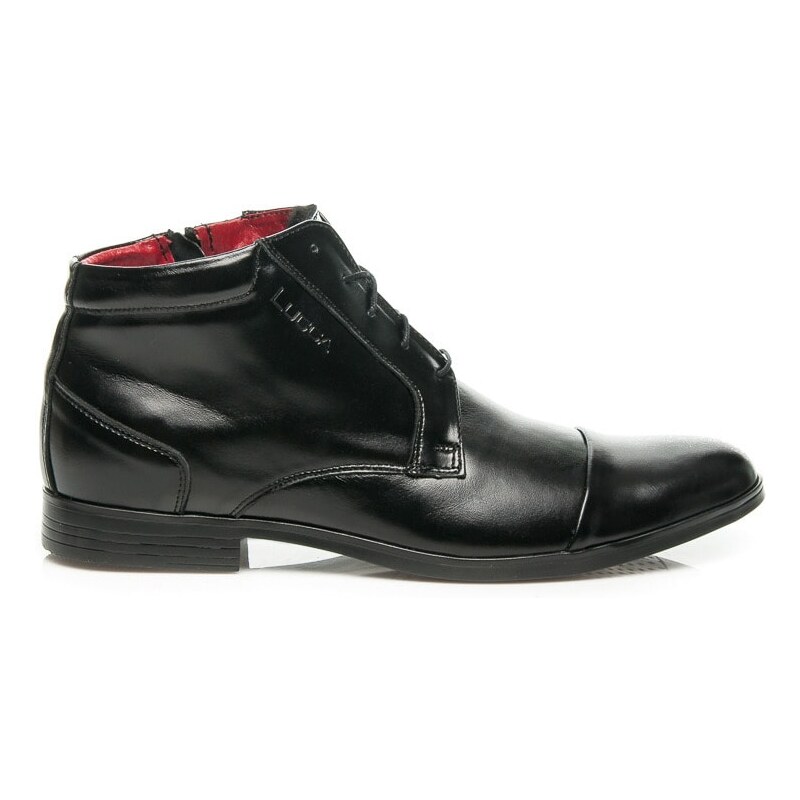 LUCCA Elegantní moderní kotníkové lesklé černé boty