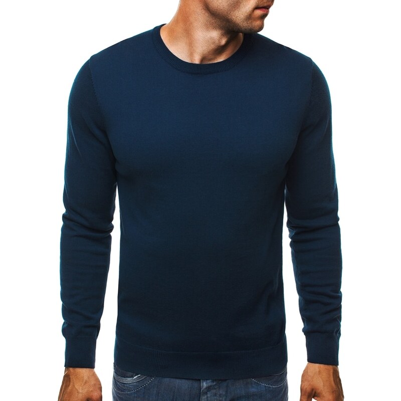 Moderní pohodlný tmavě modrý svetr NEW MEN 9020