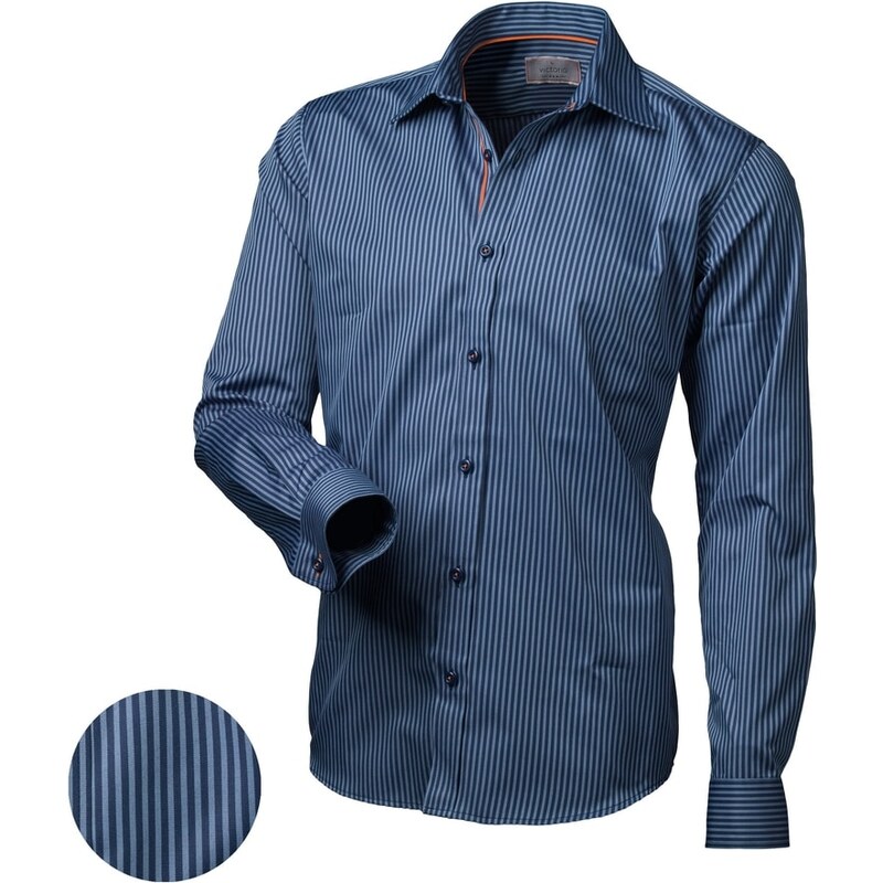 Victorio Modrá stylová pánská košile V136