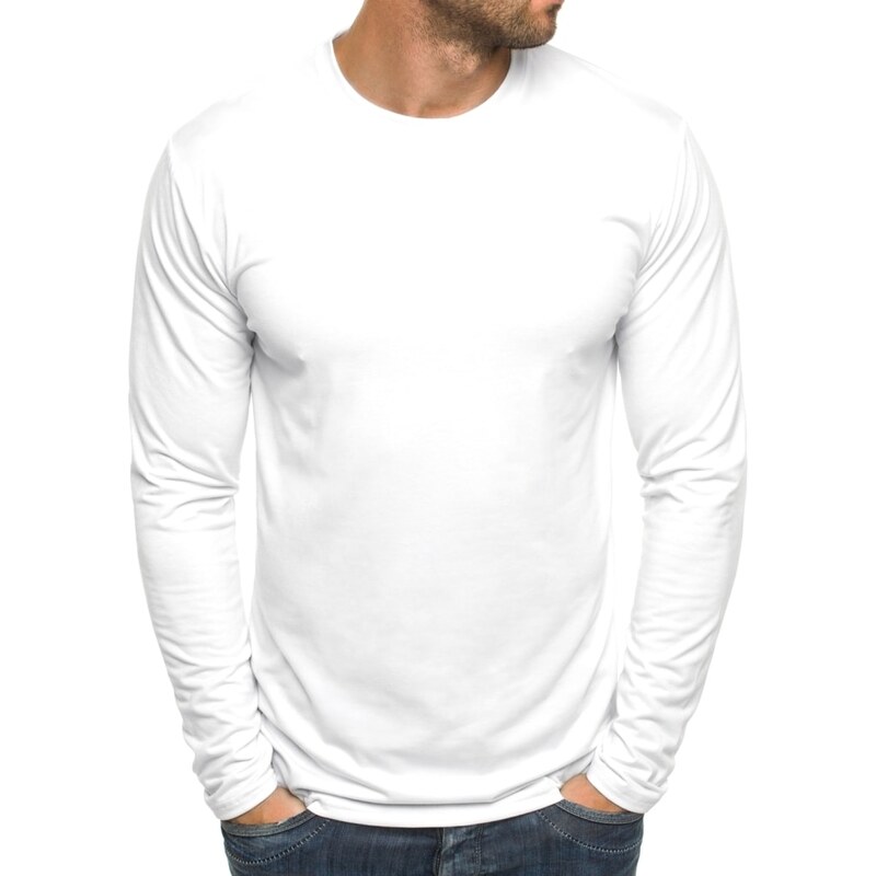 Street Star Krásné moderní bílé tričko s dlouhým rukávem STREET STAR MX135