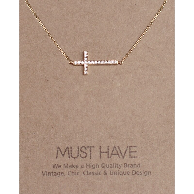 Fame Accessories MUST HAVE series: Gold Crystal Cross Pendant