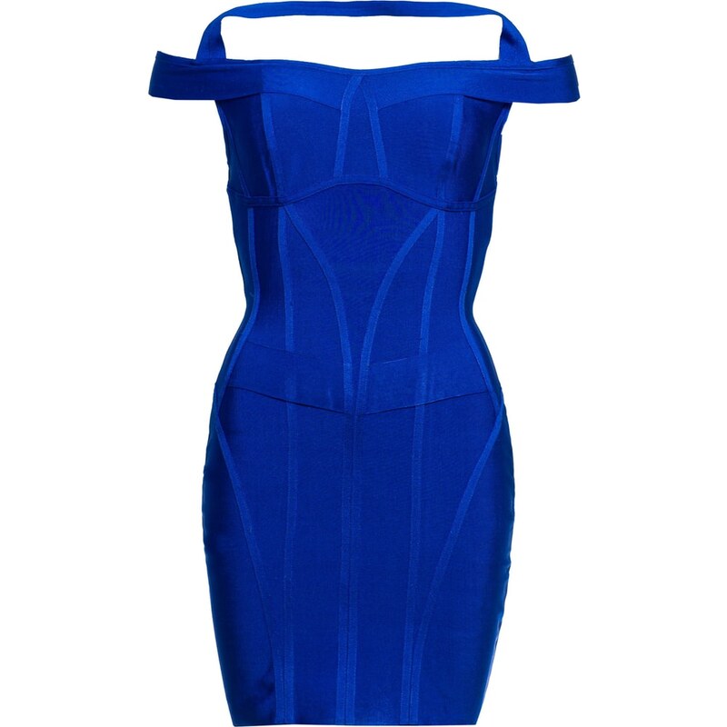 Manosqe Dámské luxusní bandážové šaty - modré