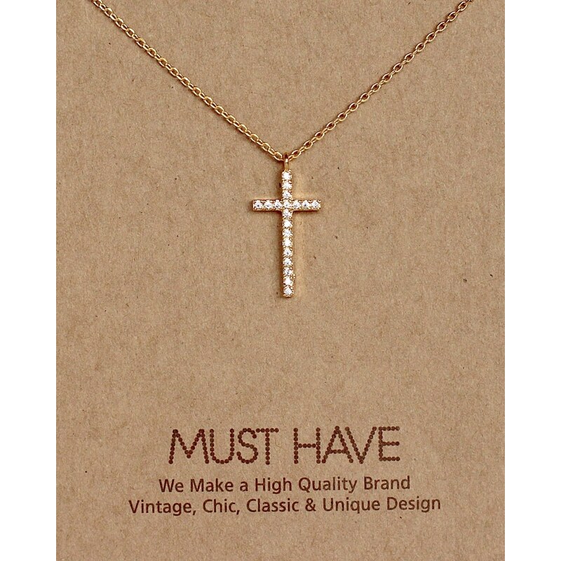 Fame Accessories MUST HAVE series: Gold Crystal Cross