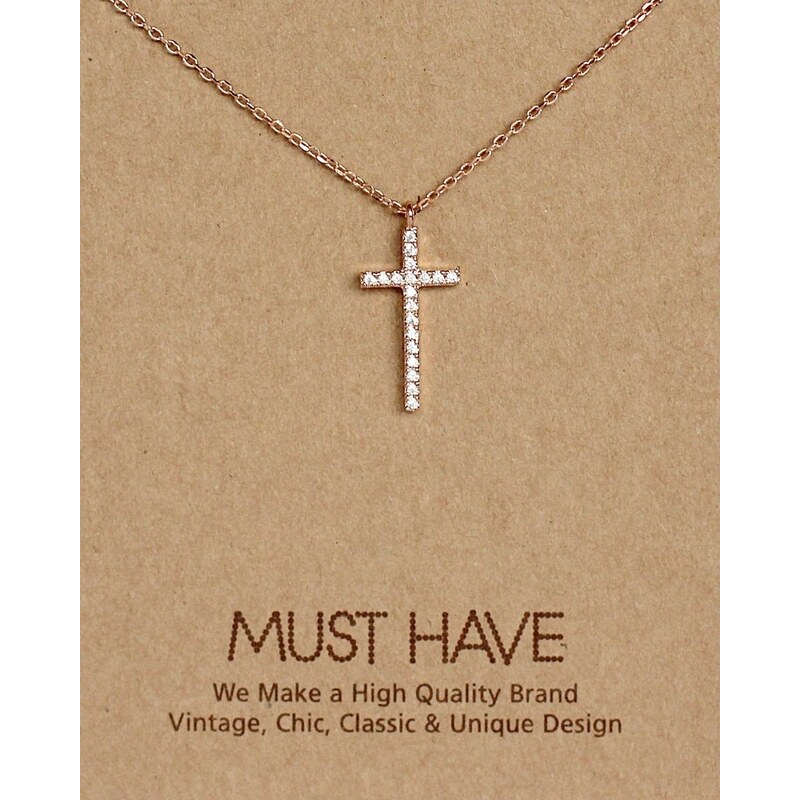 Fame Accessories MUST HAVE series: Rose Gold Crystal Cross