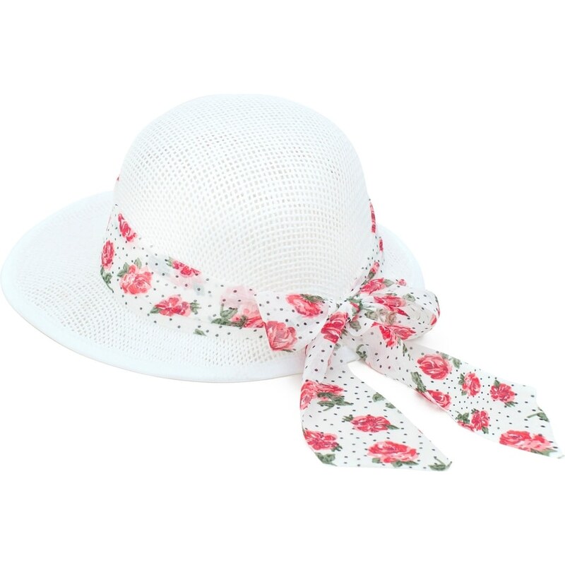 Art of Polo Vzdušný klobouk zdobený růžovou květovanou stužkou