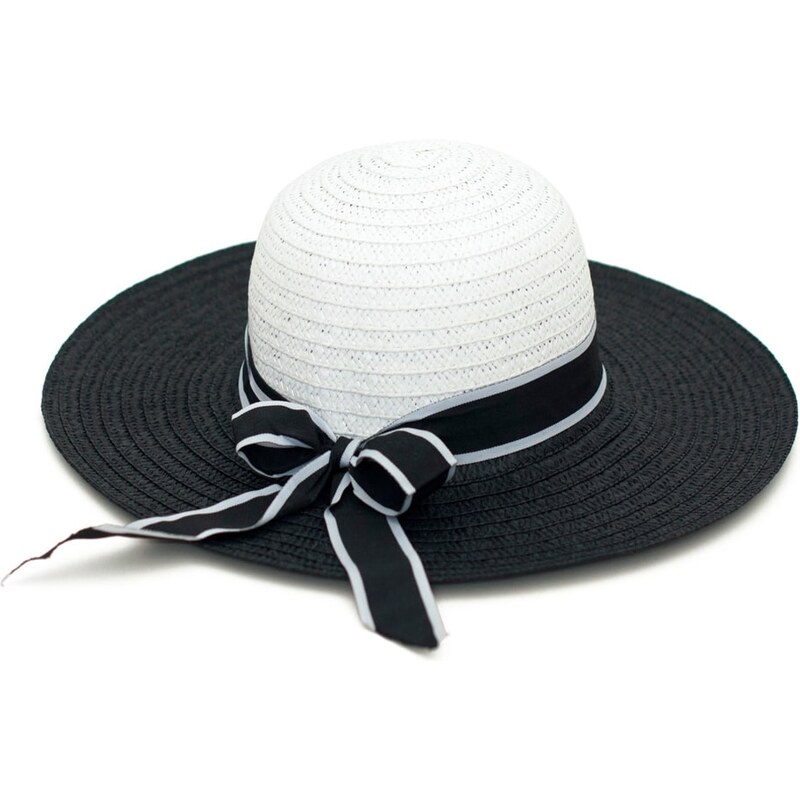 Art of Polo Černo-bílý klobouk na léto s mašlí