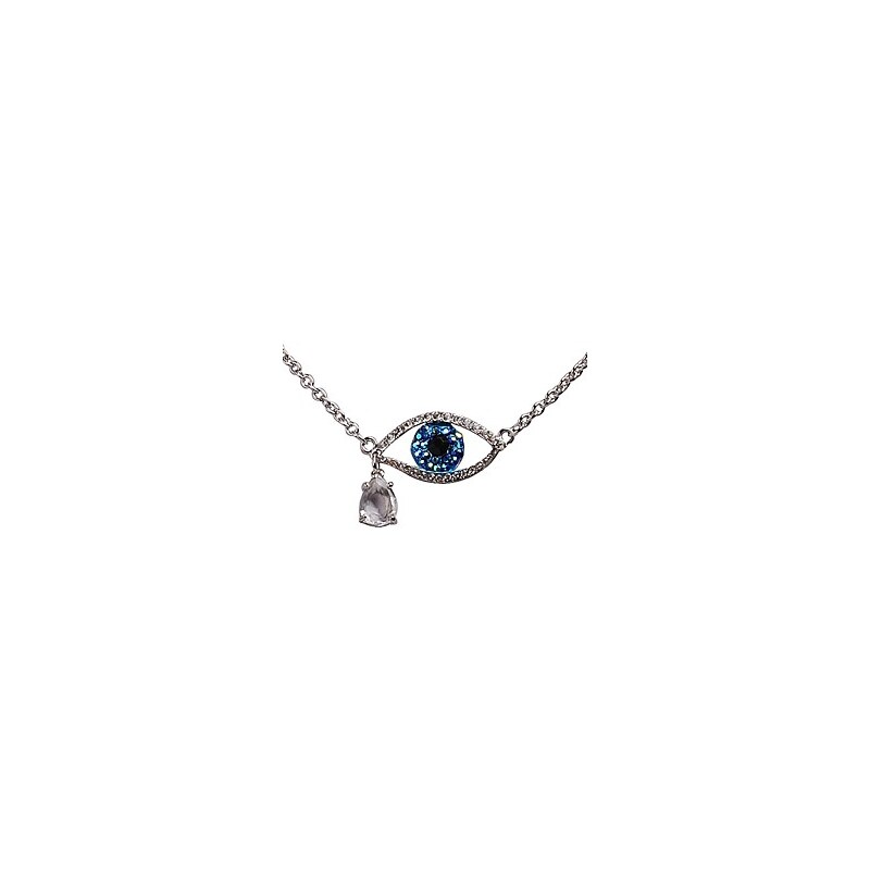 LightInTheBox JANE STONE Blue Eye Silver Chain Crystal Fashion Statement Neckalce