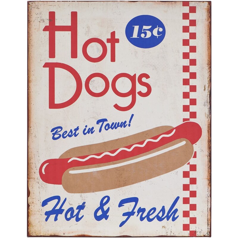 ANTIQUE GARAGE Plechová cedule "Hot Dogs..."