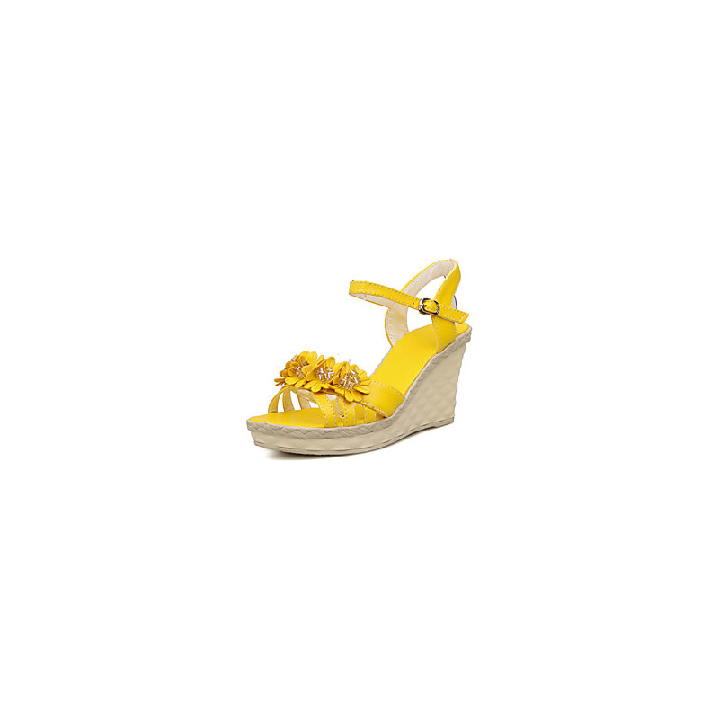 LightInTheBox Leatherette Women's Wedge Heel Wedges Sandals with Flower Shoes(More Colors)