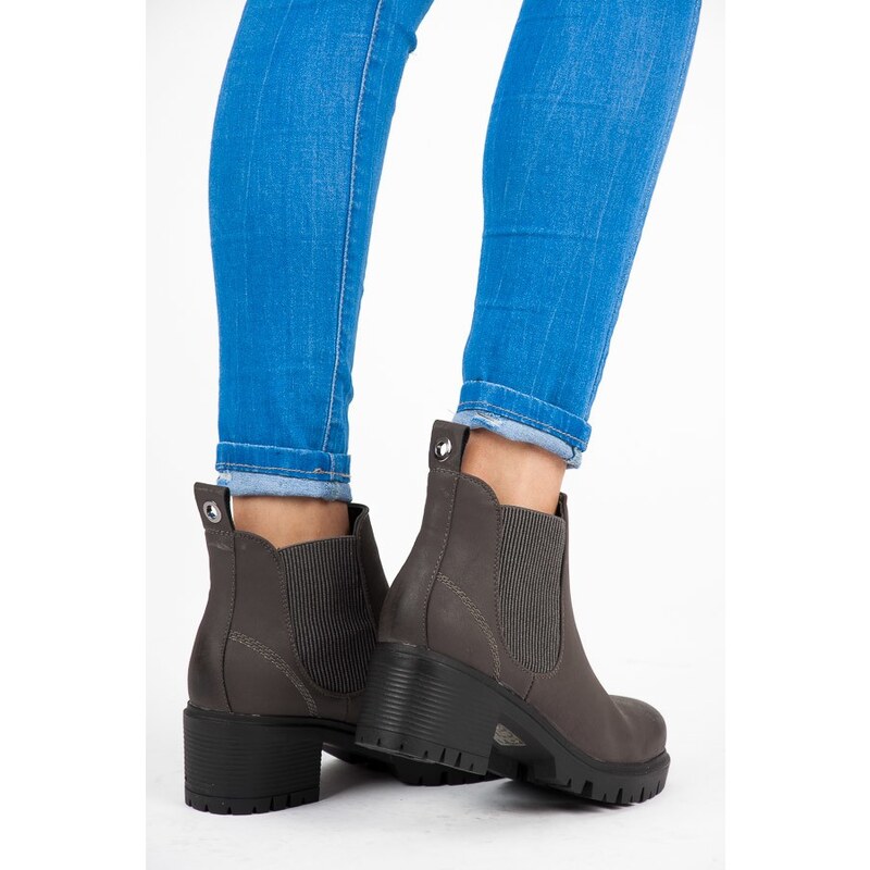 VICES new collection Elegantní šedé kotníkové boty s elastickými vsadkami